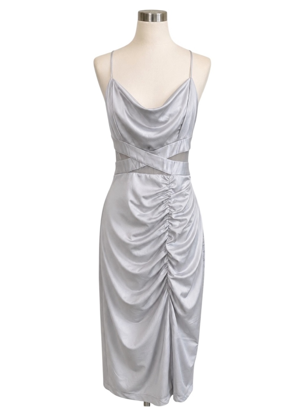 Honey and Rosie Ruched Midi Dress Cowl Neck Spaghetti Strap Bodycon Dress SizeXL